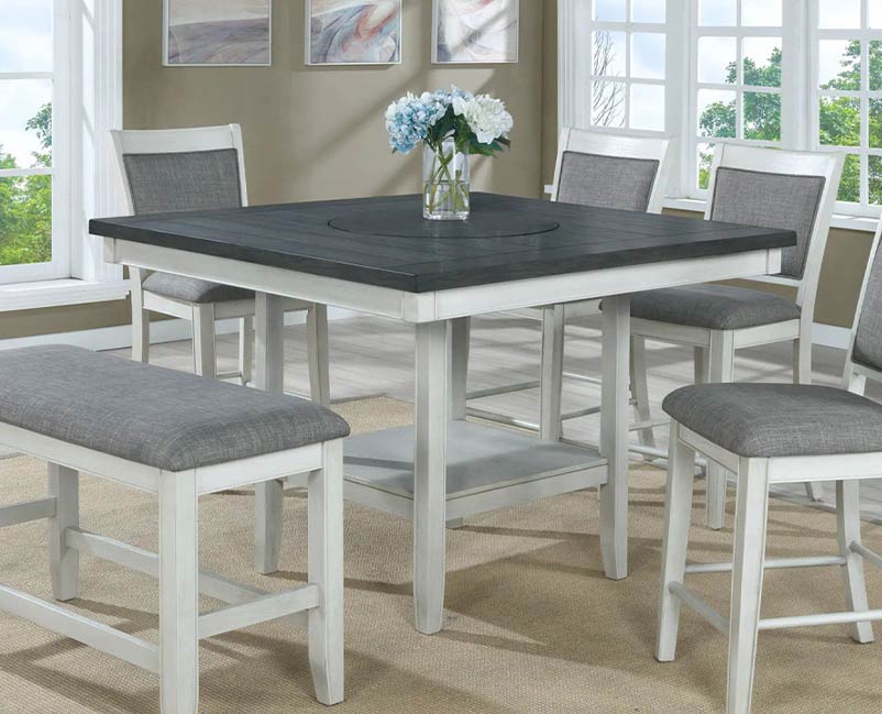 Colfax Furniture Gray And White Square Dining Table